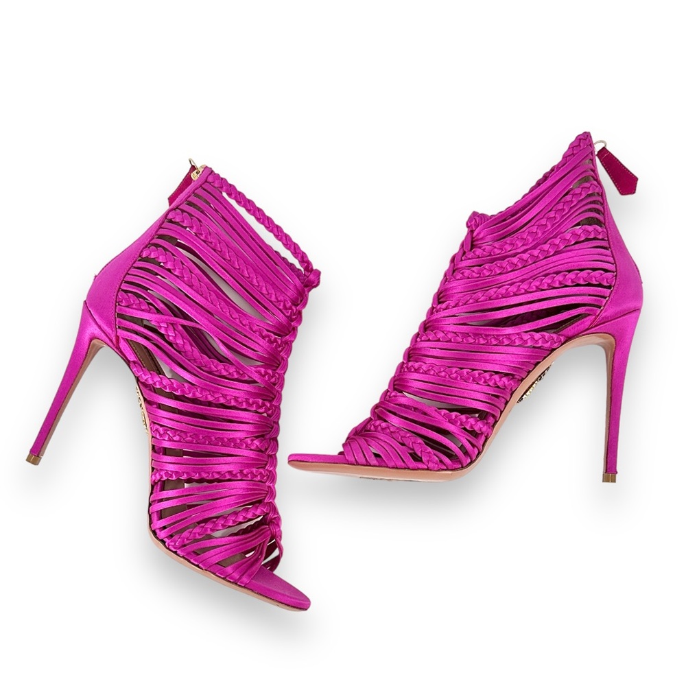 Aquazurra Fuchsia Goddess 105 Satin Sandals